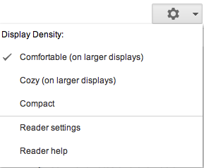 Display Density / Reader settings / Reader help